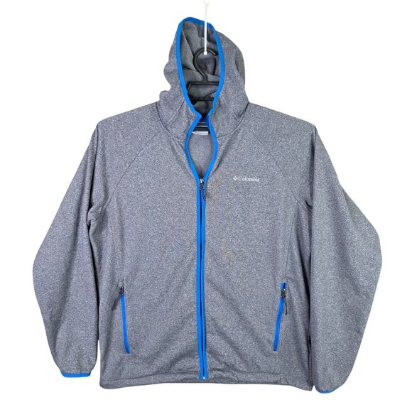 Mens Columbia Gray & Blue Fleece Jacket Full Zip Long Sleeve 100% Polyester L - Picture 1 of 8